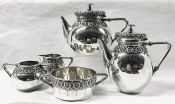 Portuguese 833 Fine Silver Five Piece Tea Set