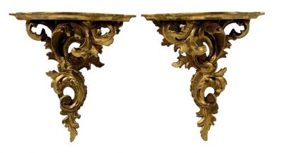 Rococo Inspired Gilt Wood Corbels