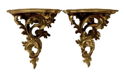 Rococo Inspired Gilt Wood Corbels