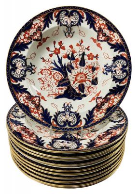 Royal Crown Derby Kings Pattern #383 Rim Soup Bowls