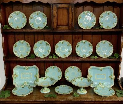 Sarreguemines Majolica Strawberry Dessert Service