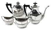 Sterling Silver Bachelor Tea Set With Fleming Family Crest