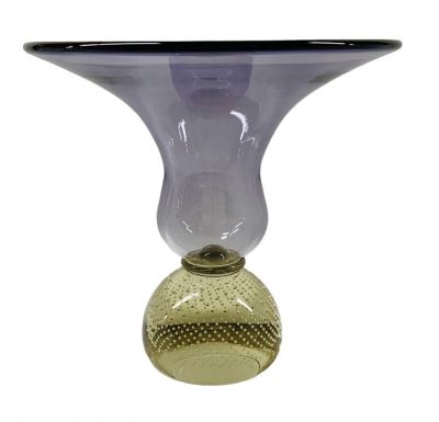Swedish Glass Vase In Purple & Amber