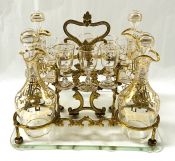 Victorian Bronze Dore & Gilded Glass Tantalus 