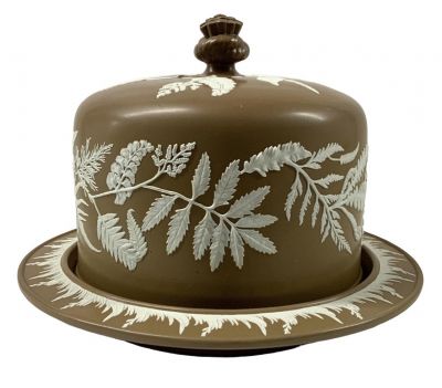 Victorian Brown Jasperware Cheese Dome