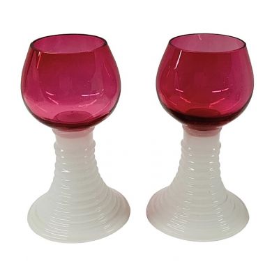 Victorian Cranberry & Clam Broth Wine Glasses