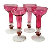 Victorian Cranberry & Opaline Glasses With Serpents