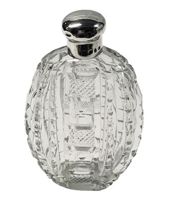 Victorian Cut Crystal & Sterling Silver Perfume Bottle