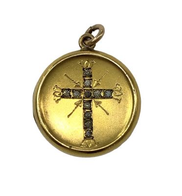 Victorian Gold Filled Locket, With A Paste Stone Cross
