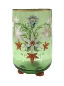 Victorian Hand Enamelled Floral Glass Vase, circa 1860-70
