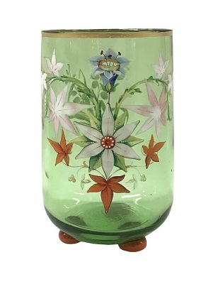 Victorian Hand Enamelled Floral Glass Vase, circa 1860-70