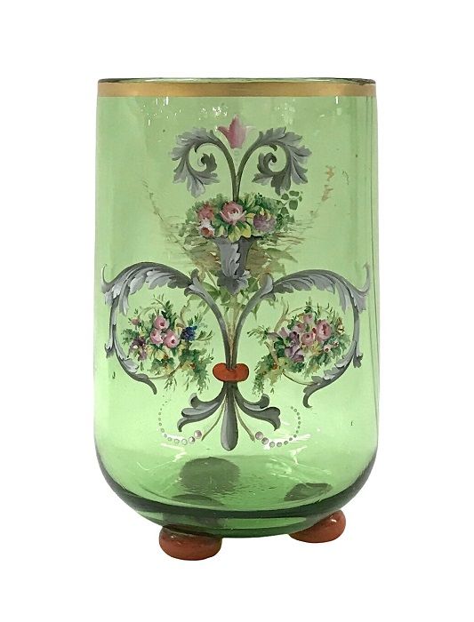 Victorian Hand Enamelled Glass Vase Circa 1860 70