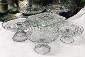 Victorian Pressed Glass Pedestal Cake Plates