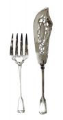 Victorian Sterling Silver Fiddle & Thread Fish Servers, London 1859