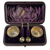 Victorian Sterling Silver Salt Cellars & Spoons Dated 1884