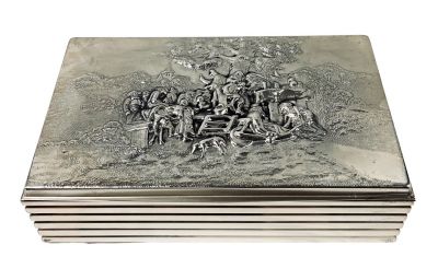 Village Scene Silver Plate Box