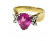Vintage Pink Pear Tourmaline and Diamond Ring