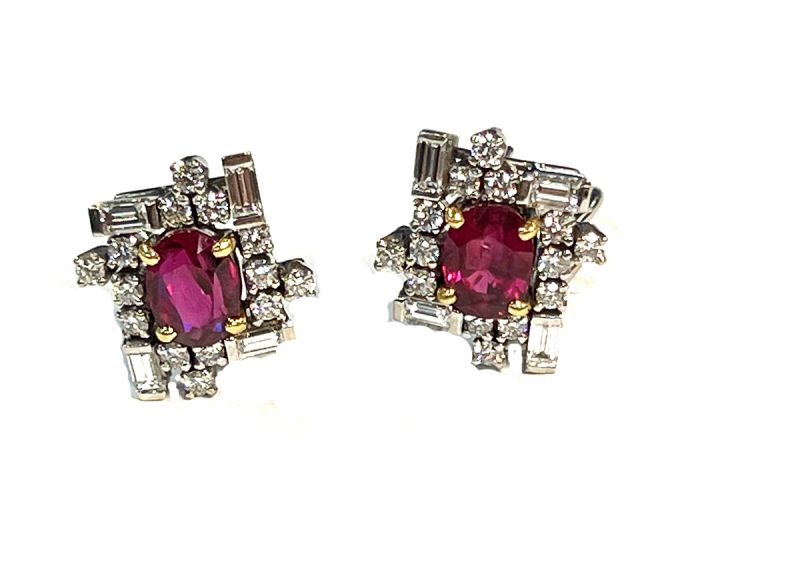 Vintage Ruby and Diamond Earrings