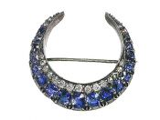 Vintage Sapphire and Diamond Crescent Brooch