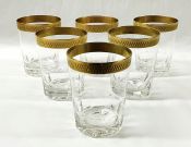 Vintage Acid Etched Gold Rimmed Old Fashioned Glasses