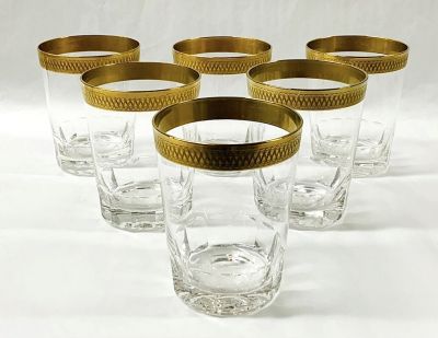 Vintage Acid Etched Gold Rimmed Old Fashioned Glasses
