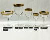 Vintage Acid Etched Gold Rimmed Wine Glasses