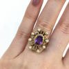 Vintage Amethyst and Cultured Pearl Ring