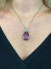Vintage Amethyst and Diamond Pendant and Herringbone Chain