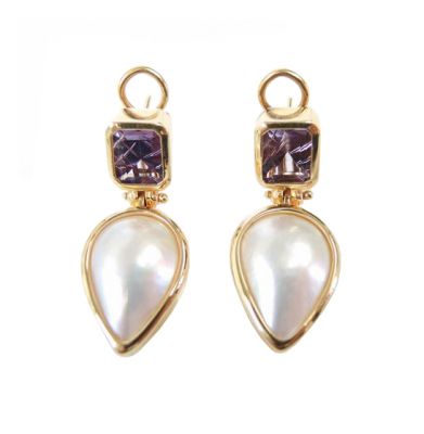 Vintage Amethyst and Mabe Pearl Drop Earrings