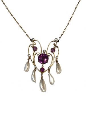 Vintage Amethyst and Pearl Necklace
