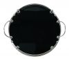 Vintage Art Deco Inspired Black Glass Cocktail Tray, circa 1960