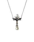Vintage Baroque Natural Pearl and Diamond Pendant