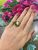 Vintage Biwa Pearl Emerald and Diamond Nugget Ring