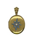 Victorian Blue Enamelled Pearl Locket