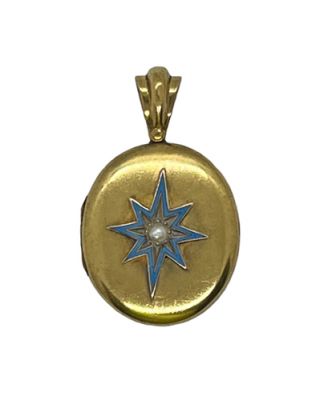 Victorian Blue Enamelled Pearl Locket