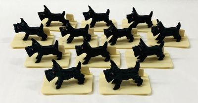 Vintage Celluloid Scottie Dog Place Card Holders