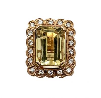 Vintage Citrine and Sapphire Brooch