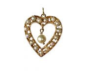 Vintage Cultured Pearl Heart Shaped Pendant