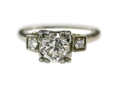 Vintage .90ct Diamond Engagement Ring in 14kt White Gold
