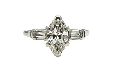Vintage Diamond Marquise Cut Ring