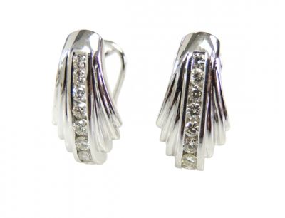 Vintage Diamond Shell Motif Earrings