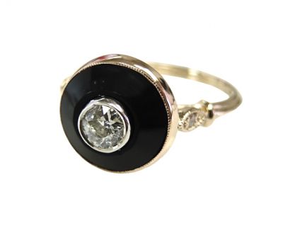 Vintage Diamond and Onyx Ring