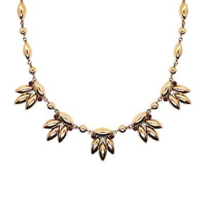 Vintage Diamond and Ruby 18kt Necklace C.1940