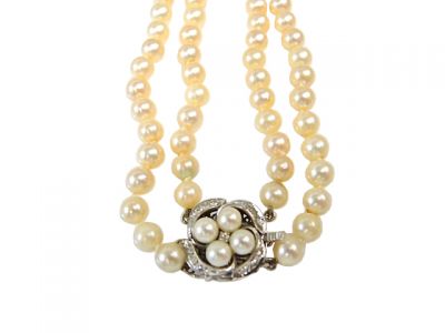 Vintage Double Strand Cultured Pearl Necklace
