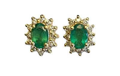 Vintage Emerald and Diamond Earrings 