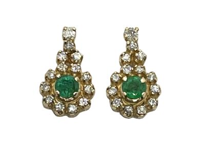 Vintage Emerald and Diamond Earrings