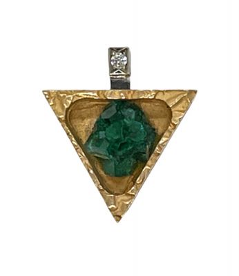 Vintage Emerald and Diamond Triangle Pendant