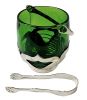 Vintage Forest Green Glass & Silver Plate Ice Bucket