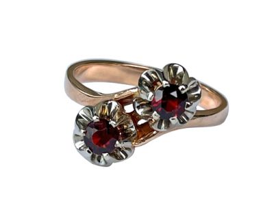 Vintage Garnet Toi et Moi Ring