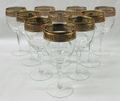 Vintage Gold Etched Wine And Sherry Glasses